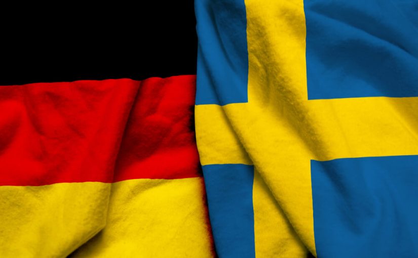 Svensk og tysk flag der blafrer